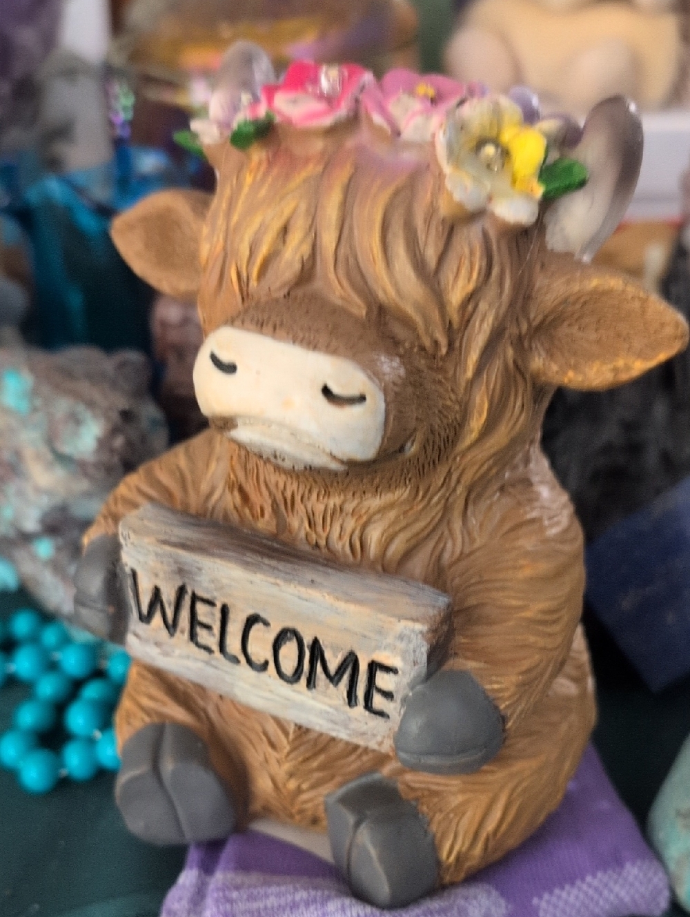 Solar Powered Highland Cow Garden Decor Light Up Tiara